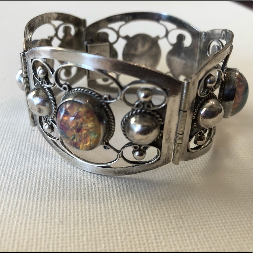 Vintage Sterling Silver Earrings (Clip-On) and Bracelet